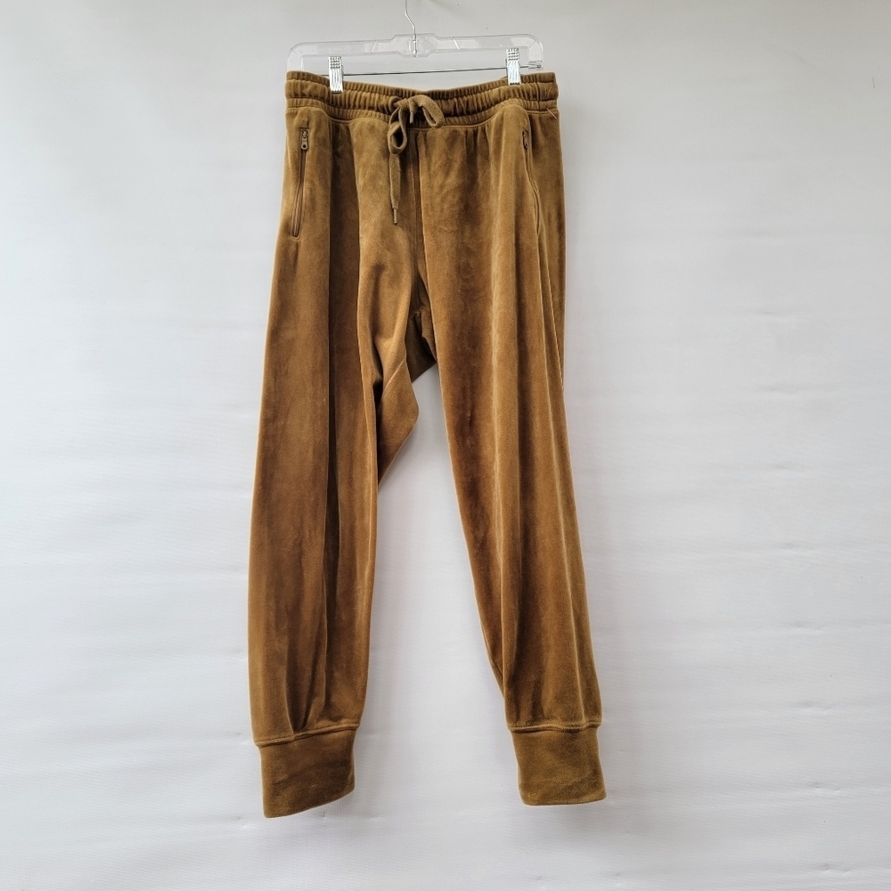 Offline Aerie Gold Velour Jogger Pants Size Large Tan Plush Athleisure Lounge